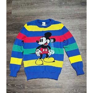 Disney Boy's Mickey Mouse Retro Striped & Design Character Sweater - Medium 8/10